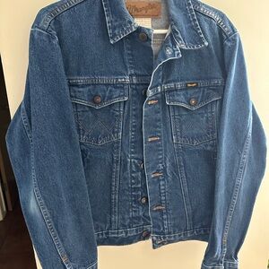 Vintage Wrangler Authentic Western Denim Jacket Mens M Blue 100% Cotton EUC
